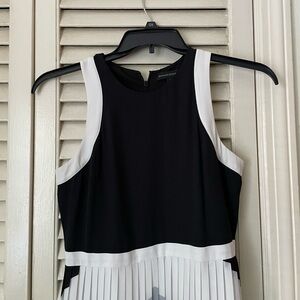 Banana Republic Black and White Sleeveless Pleated Dress